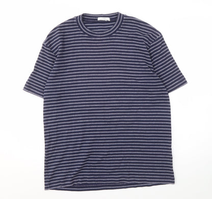 Marks and Spencer Men's Medium Navy Striped Shirt