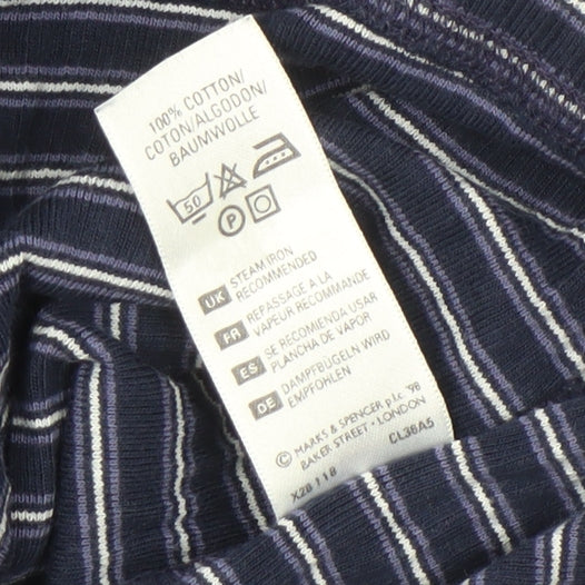 Marks and Spencer Men's Medium Navy Striped Shirt