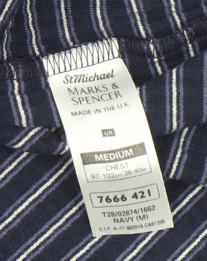 Marks and Spencer Men's Medium Navy Striped Shirt