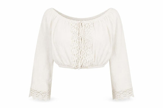 Womens UK Size 12 New Look Ivory Cropped Blouse