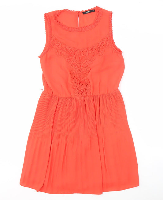 Oasis Women's Orange Sleeveless Chiffon Dress Size 8