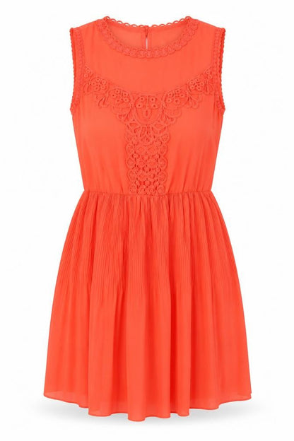 Oasis Women's Orange Sleeveless Chiffon Dress Size 8