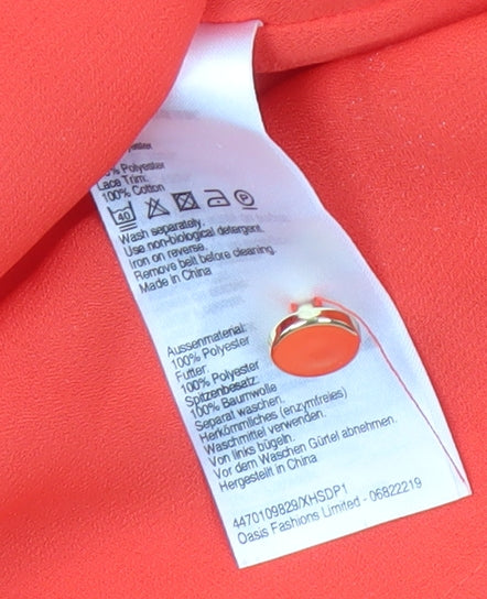 Oasis Women's Orange Sleeveless Chiffon Dress Size 8