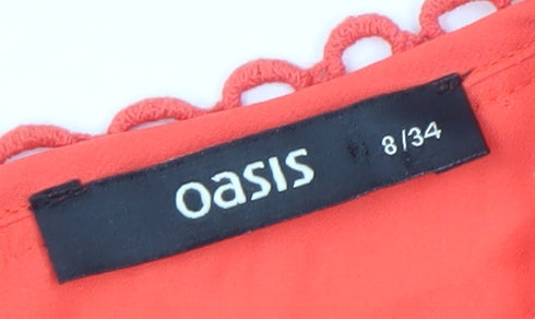 Oasis Women's Orange Sleeveless Chiffon Dress Size 8