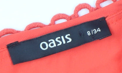 Oasis Women's Orange Sleeveless Chiffon Dress Size 8