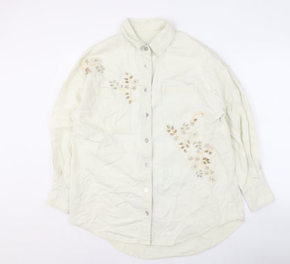 Womens UK Size S River Island Ivory Basic Button-Up