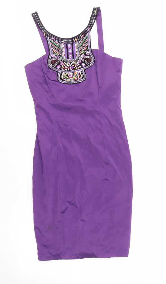 Quiz Women's Purple Party Shift Dress Size 8