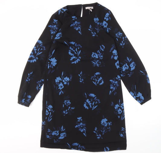 H&M Women's Black Floral Dress Size 8 Long Sleeve