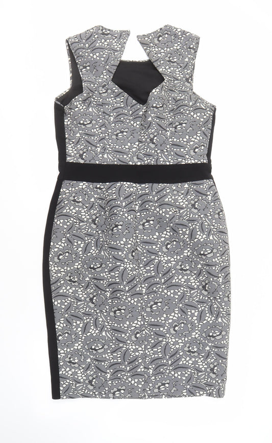 Fenn Wright Manson Women's Grey Floral Dress Size 14