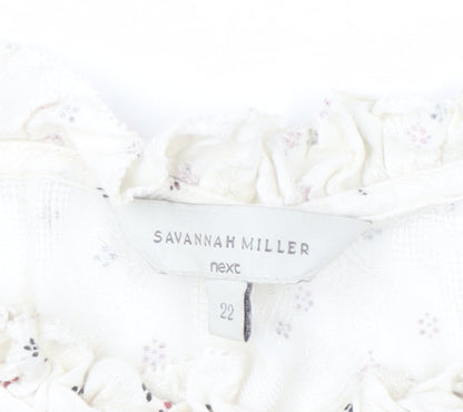 Savannah Miller Women's White Floral Blouse Size 22
