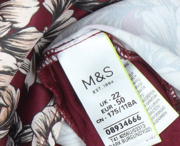 Womens UK Size 22 Marks and Spencer Red Jersey Blouse
