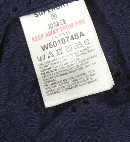 Womens UK Size 10 Superdry Blue Basic Blouse