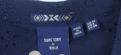 Womens UK Size 10 Superdry Blue Basic Blouse