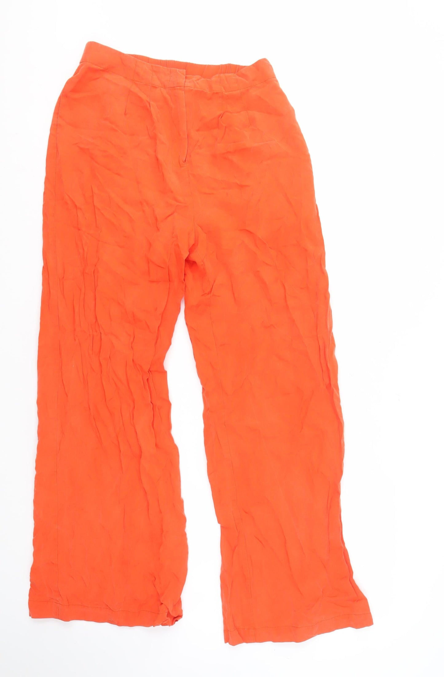 Selected Femme Women's Orange Wide-Leg Trousers, Size 8