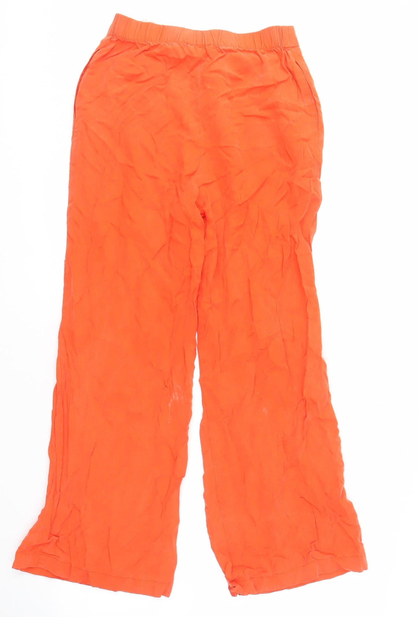 Selected Femme Women's Orange Wide-Leg Trousers, Size 8