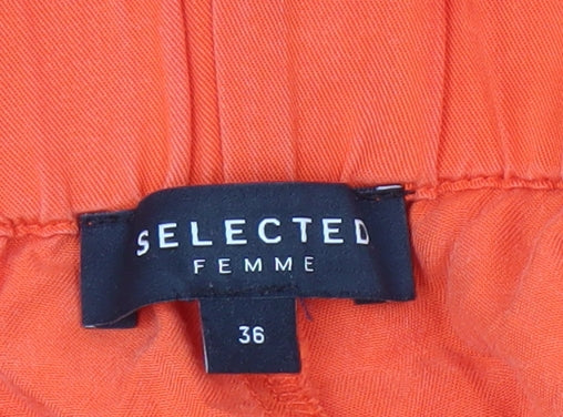 Selected Femme Women's Orange Wide-Leg Trousers, Size 8