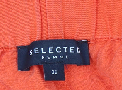Selected Femme Women's Orange Wide-Leg Trousers, Size 8
