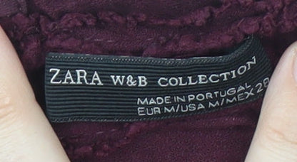 Womens UK Size M Zara Purple Basic Blouse