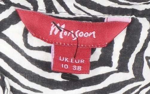Monsoon Women's Black White Animal Print Dress Size 10