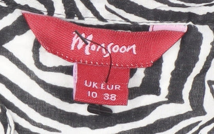 Monsoon Women's Black White Animal Print Dress Size 10