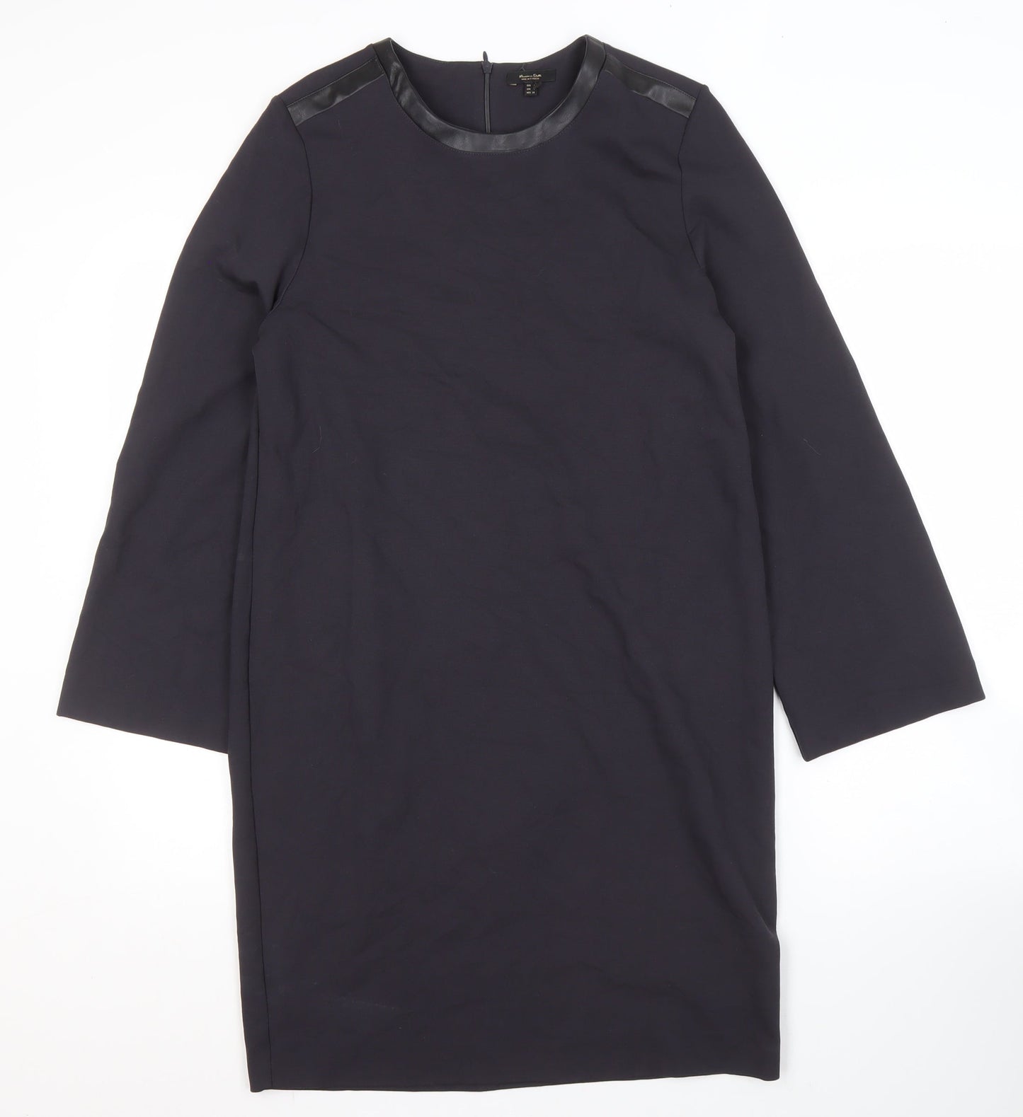 Massimo Dutti Women's Black Shift Dress, Size 8, Long Sleeve