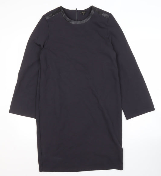 Massimo Dutti Women's Black Shift Dress, Size 8, Long Sleeve