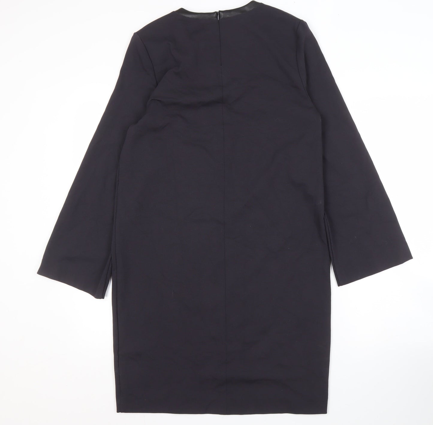 Massimo Dutti Women's Black Shift Dress, Size 8, Long Sleeve