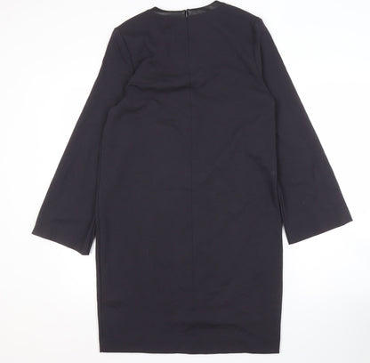 Massimo Dutti Women's Black Shift Dress, Size 8, Long Sleeve