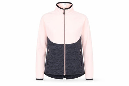 Front view of Decathlon girls’ pink black track jacket - 10-11 years