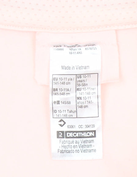 Decathlon Girls Pink Black Track Jacket - 10-11 Years