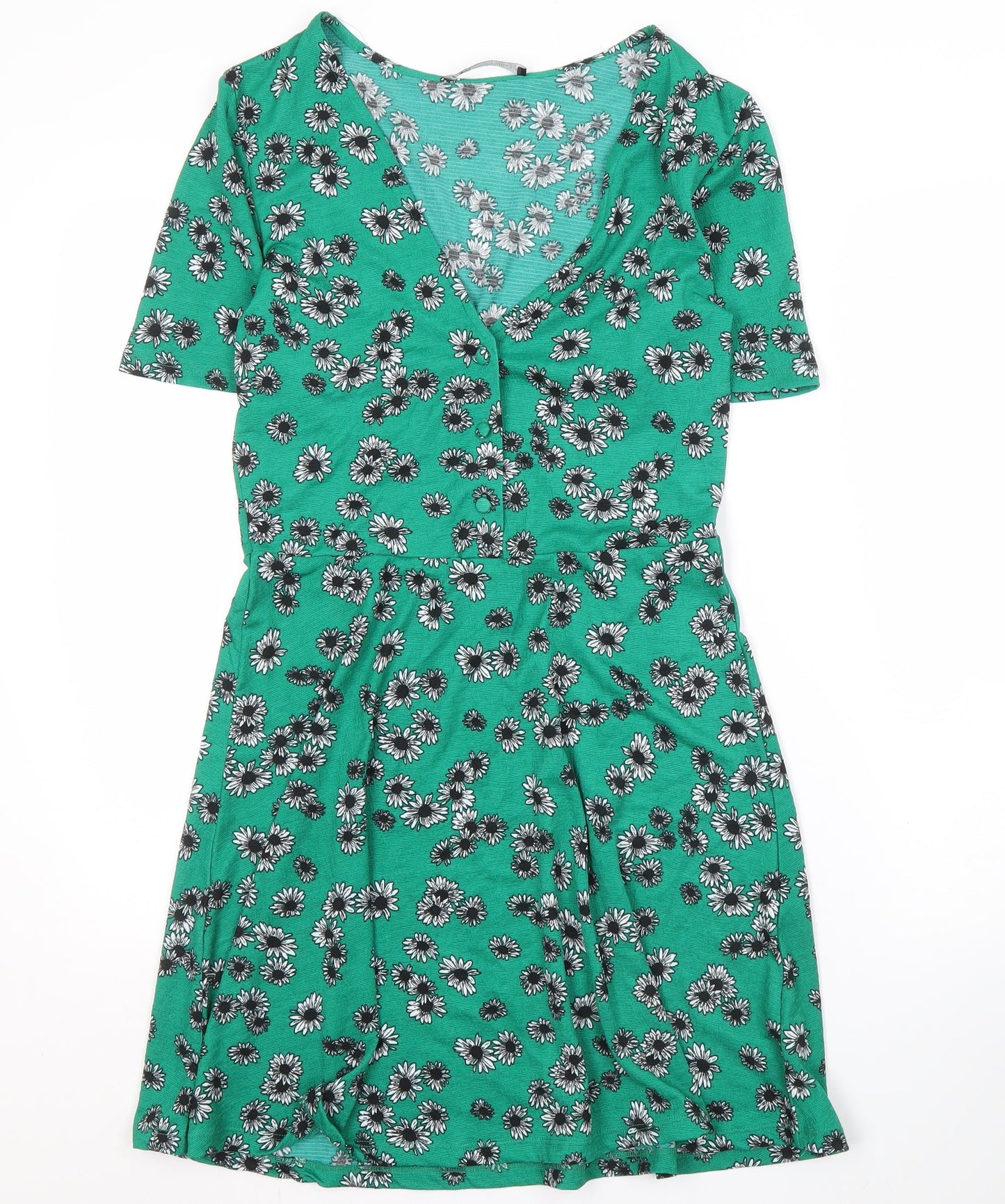 Zara Women's Green Floral A-Line Knee Length Dress