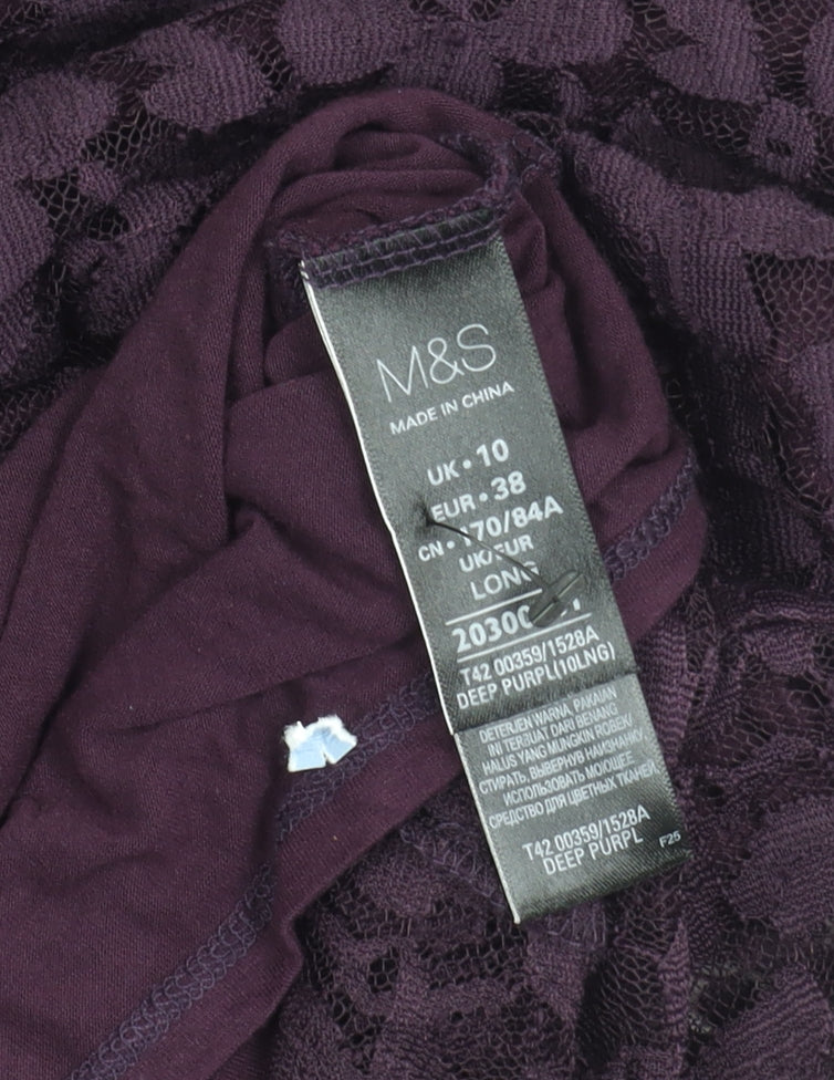 Marks and Spencer Women's Purple Floral Long Dress Size 10