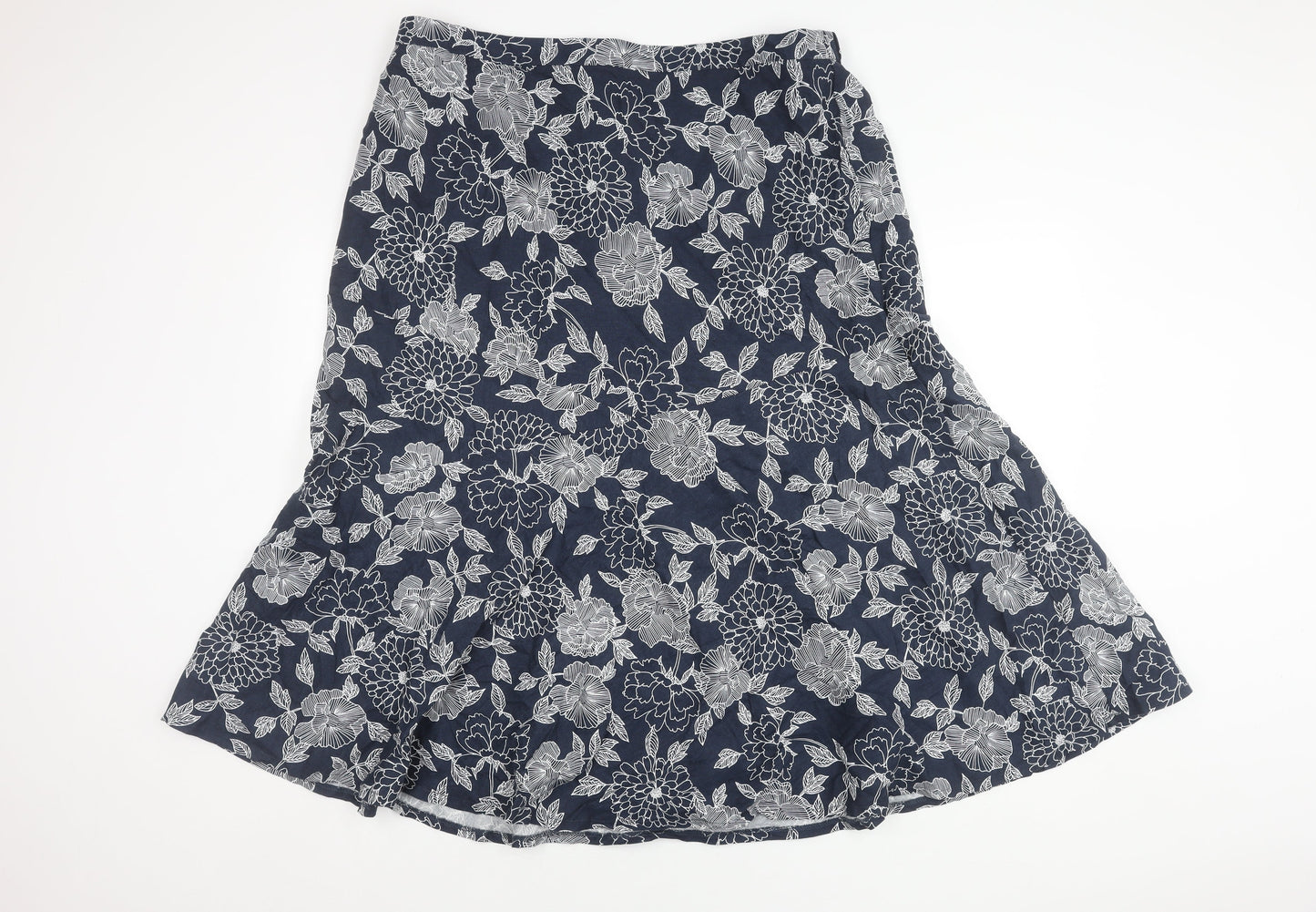 Julipa Women's Blue A-Line Floral Midi Skirt