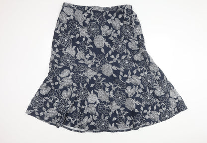 Julipa Women's Blue A-Line Floral Midi Skirt