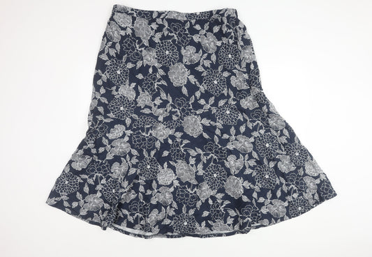 Julipa Women's Blue A-Line Floral Midi Skirt