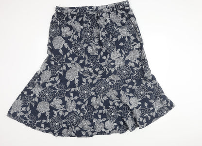 Julipa Women's Blue A-Line Floral Midi Skirt