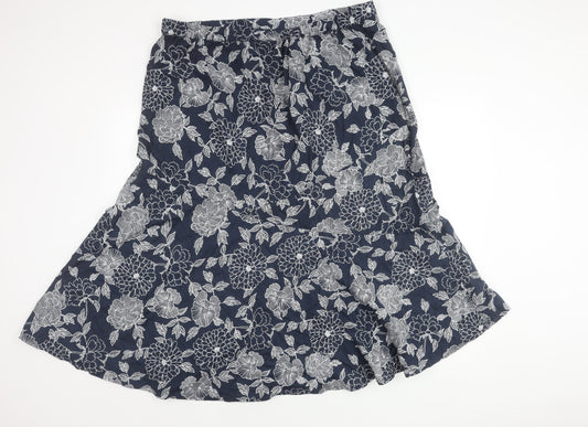 Julipa Women's Blue A-Line Floral Midi Skirt