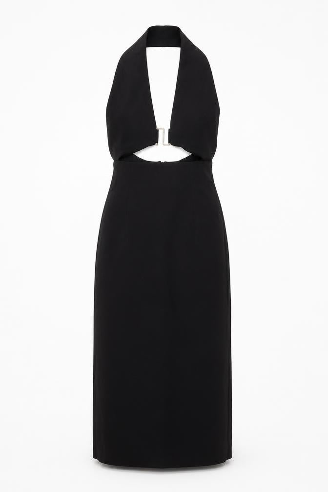 Zara Women’s Black Halter Midi Sheath Dress XS