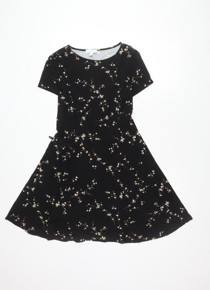 Blue Vanilla Black Floral Dress Women Size 14