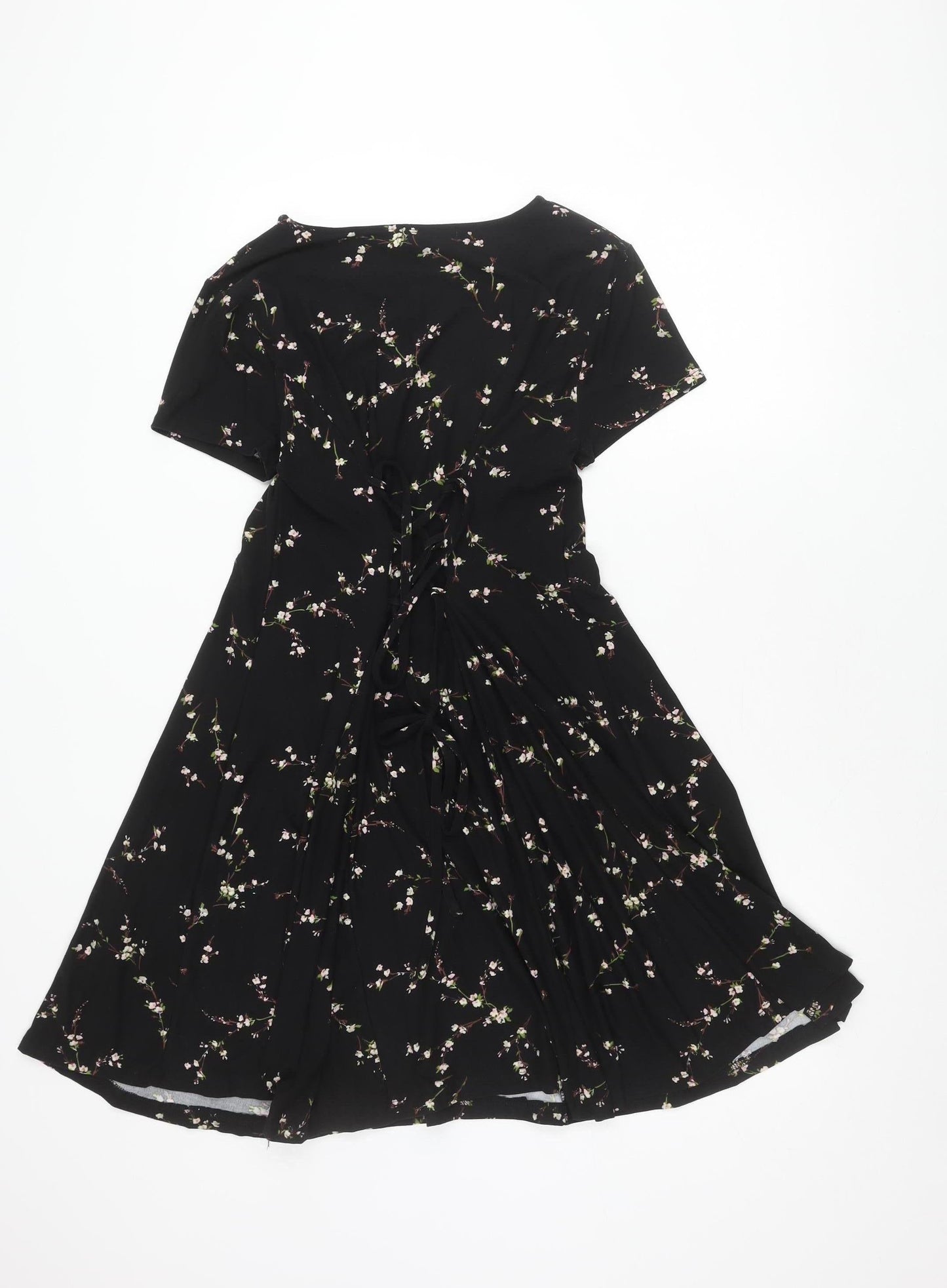 Blue Vanilla Black Floral Dress Women Size 14