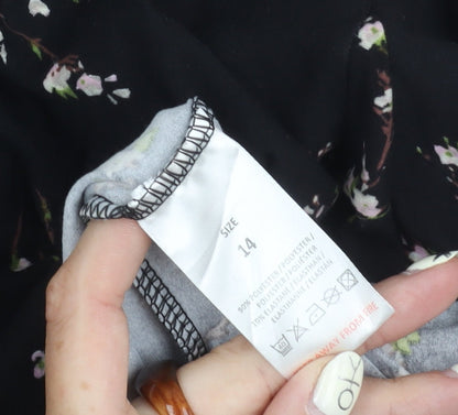 Blue Vanilla Black Floral Dress Women Size 14