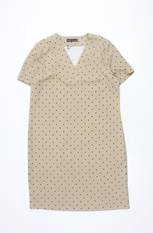 Marks and Spencer Women Beige Polka Dot Dress Size 12
