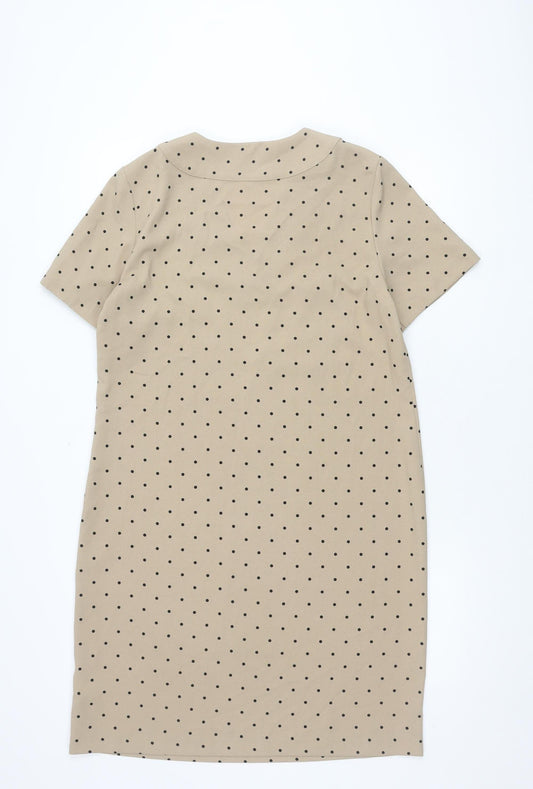 Marks and Spencer Women Beige Polka Dot Dress Size 12