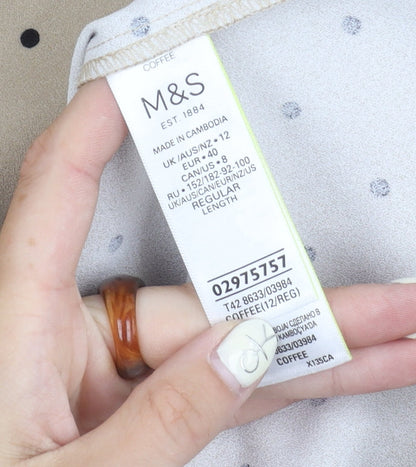 Marks and Spencer Women Beige Polka Dot Dress Size 12