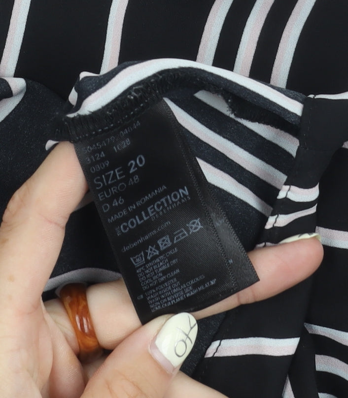 Womens UK Size 20 Debenhams Black Basic Blouse