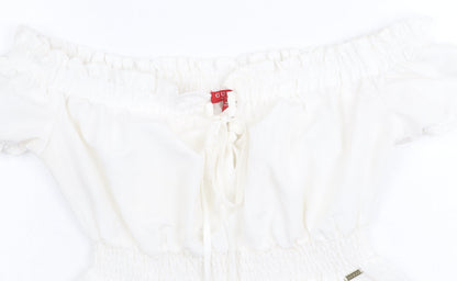 Womens UK Size 12 GUESS White Basic Blouse