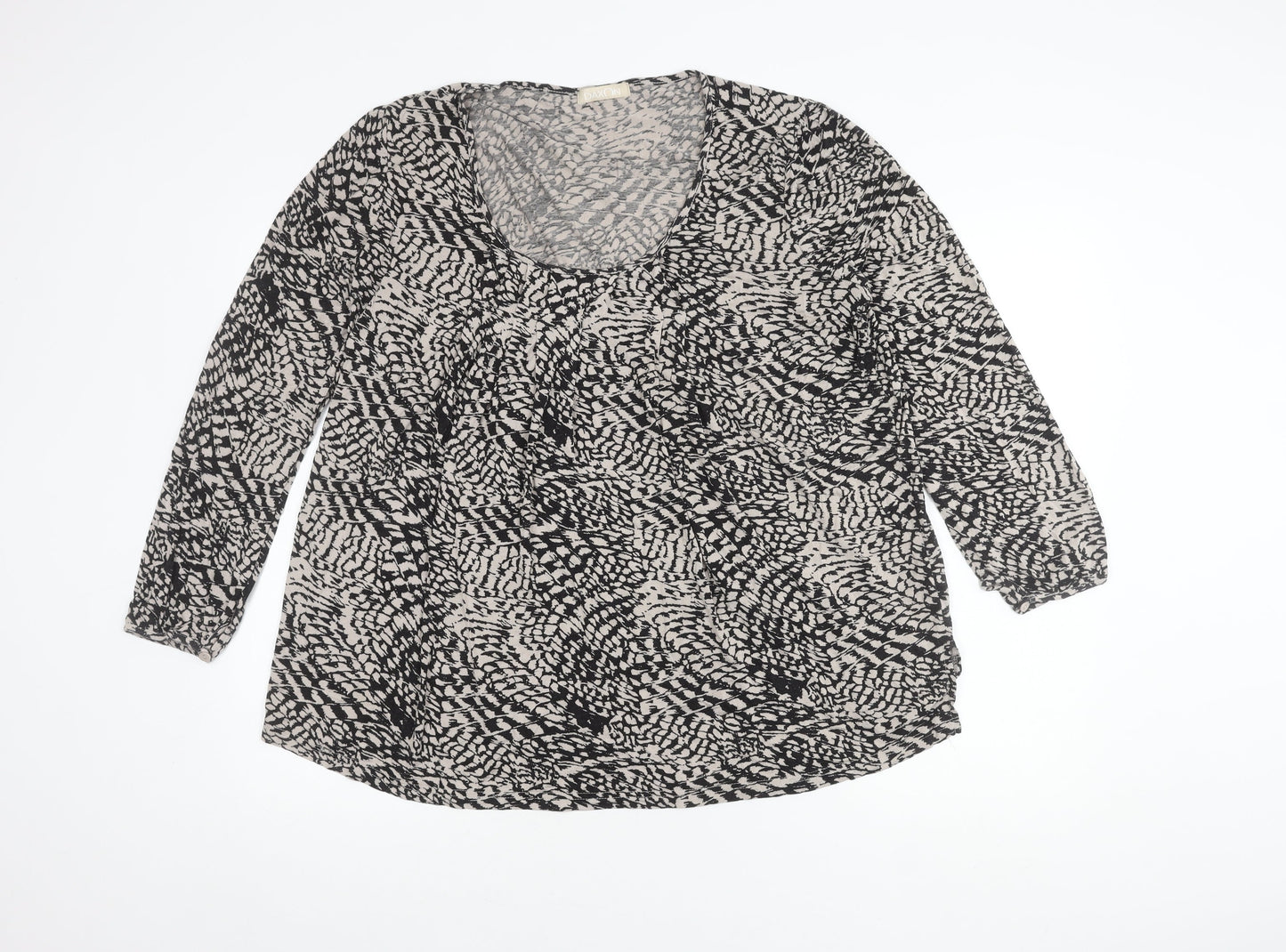 Daxon Women's Black Ivory Animal Print Long Sleeve Top 18-20