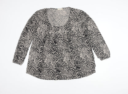 Daxon Women's Black Ivory Animal Print Long Sleeve Top 18-20