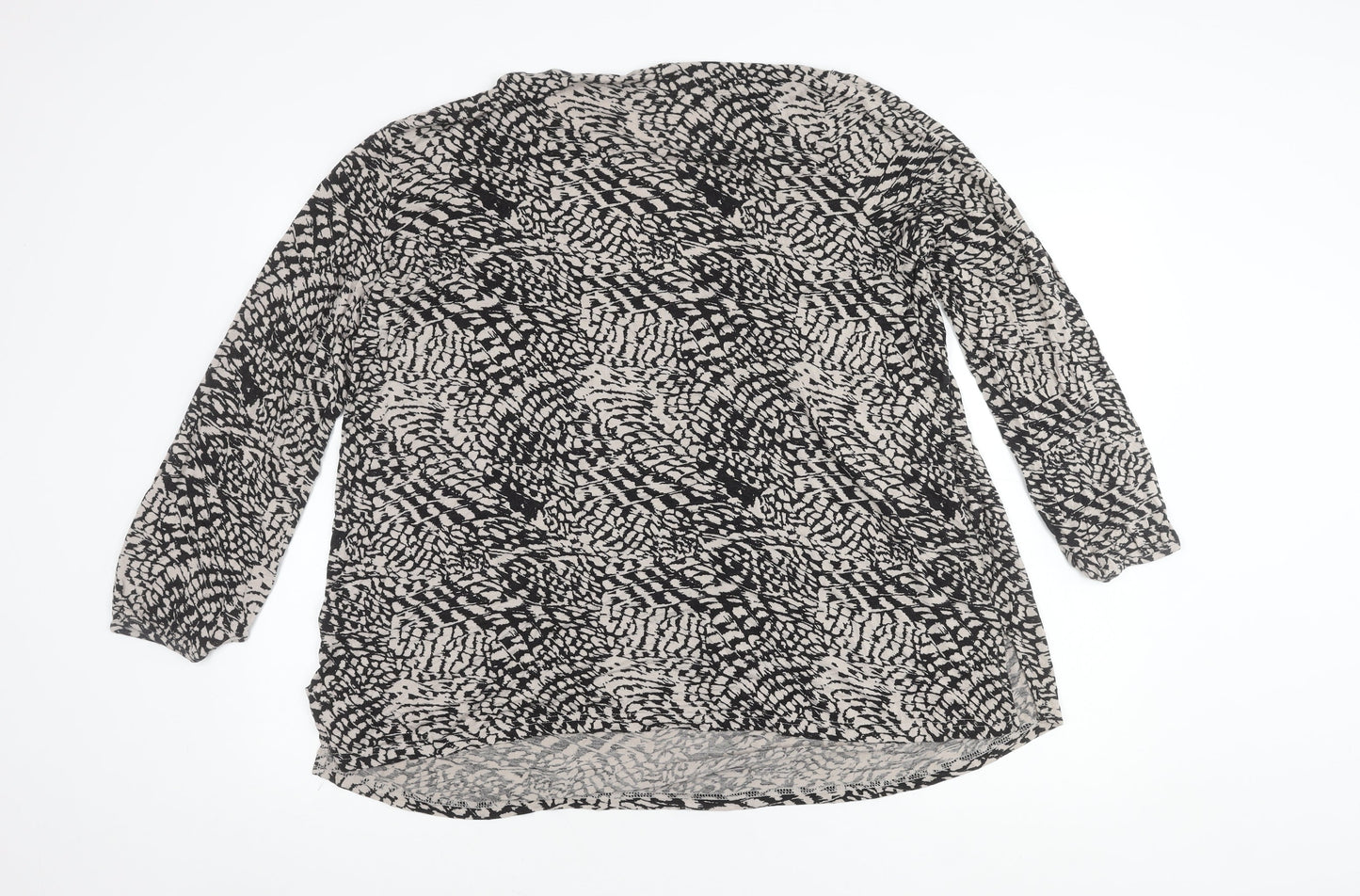 Daxon Women's Black Ivory Animal Print Long Sleeve Top 18-20