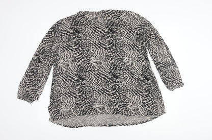 Daxon Women's Black Ivory Animal Print Long Sleeve Top 18-20